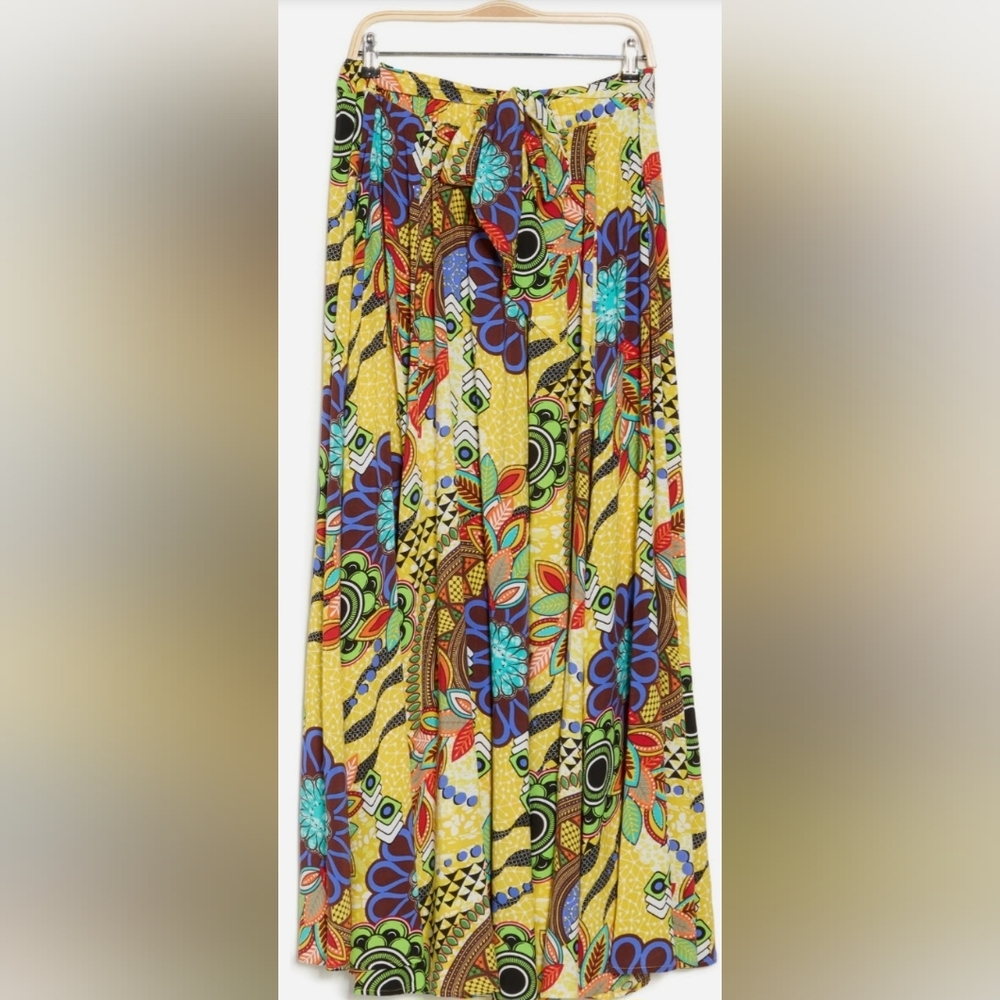 Vibrant Yellow Floral Maxi Skirt